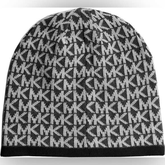 NWOT! Michael Kors Womens Signature Logo Kint‎ Silver Grey Hat - Picture 1 of 2